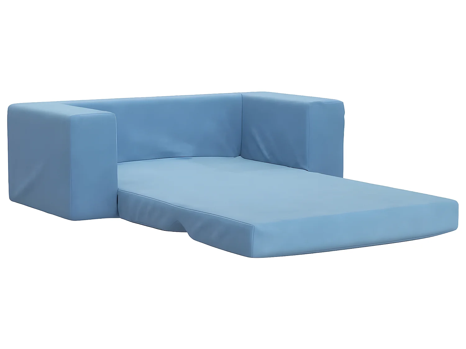 Canapé-lit pour enfants à 2 places Bleu Peluche douce