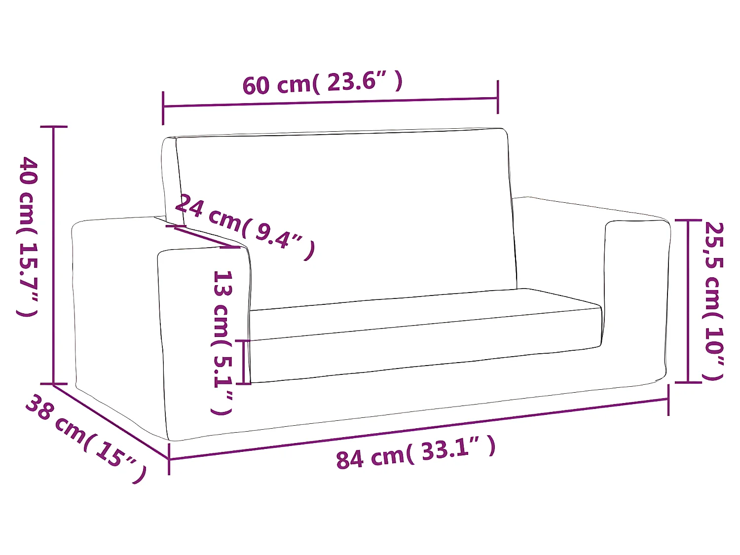 Canapé-lit pour enfants à 2 places Bleu Peluche douce