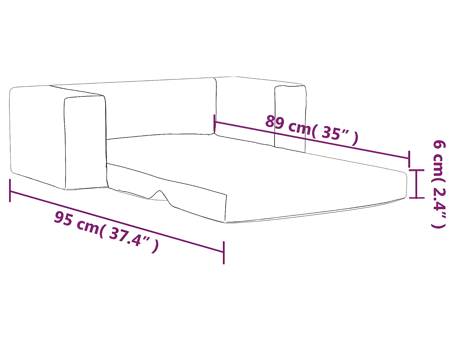 Canapé-lit pour enfants à 2 places Bleu Peluche douce