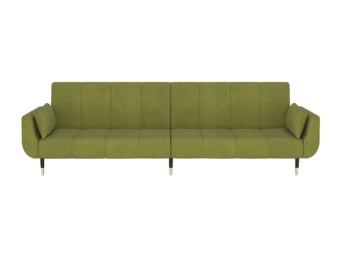 Slaapbank 2-zits met 2 kussens fluweel lichtgroen