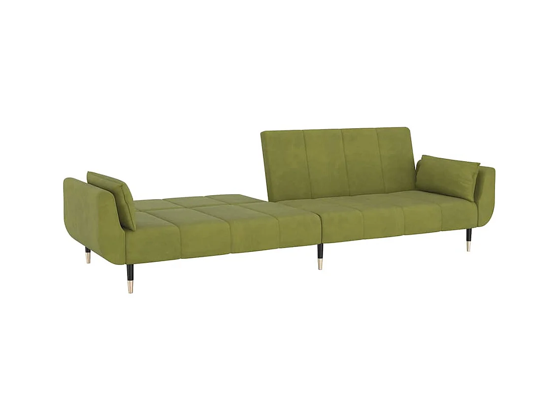 Slaapbank 2-zits met 2 kussens fluweel lichtgroen