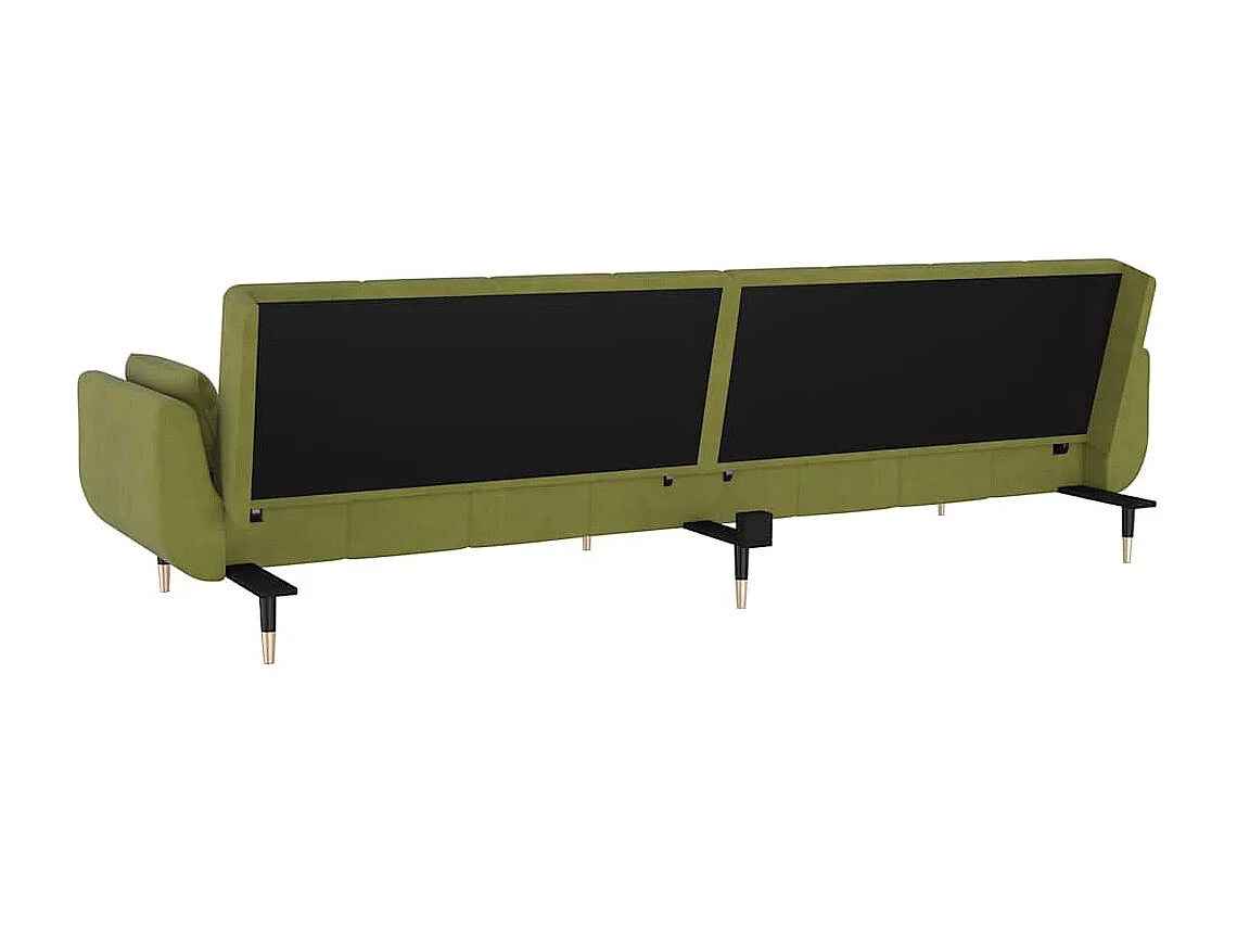 Slaapbank 2-zits met 2 kussens fluweel lichtgroen