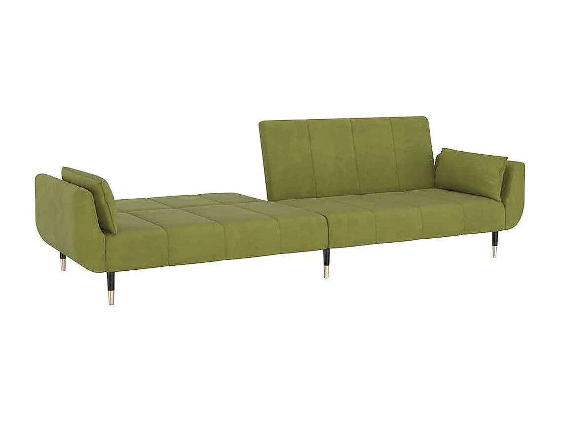 Canapé-lit à 2 places avec deux oreillers Vert clair Velours