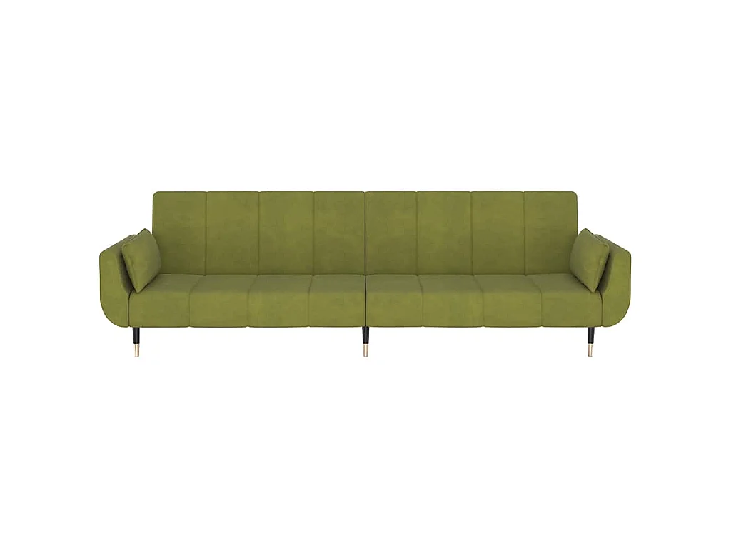 Sofá-cama 2 lugares com duas almofadas veludo verde-claro