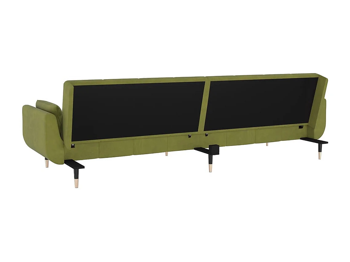 Sofá-cama 2 lugares com duas almofadas veludo verde-claro