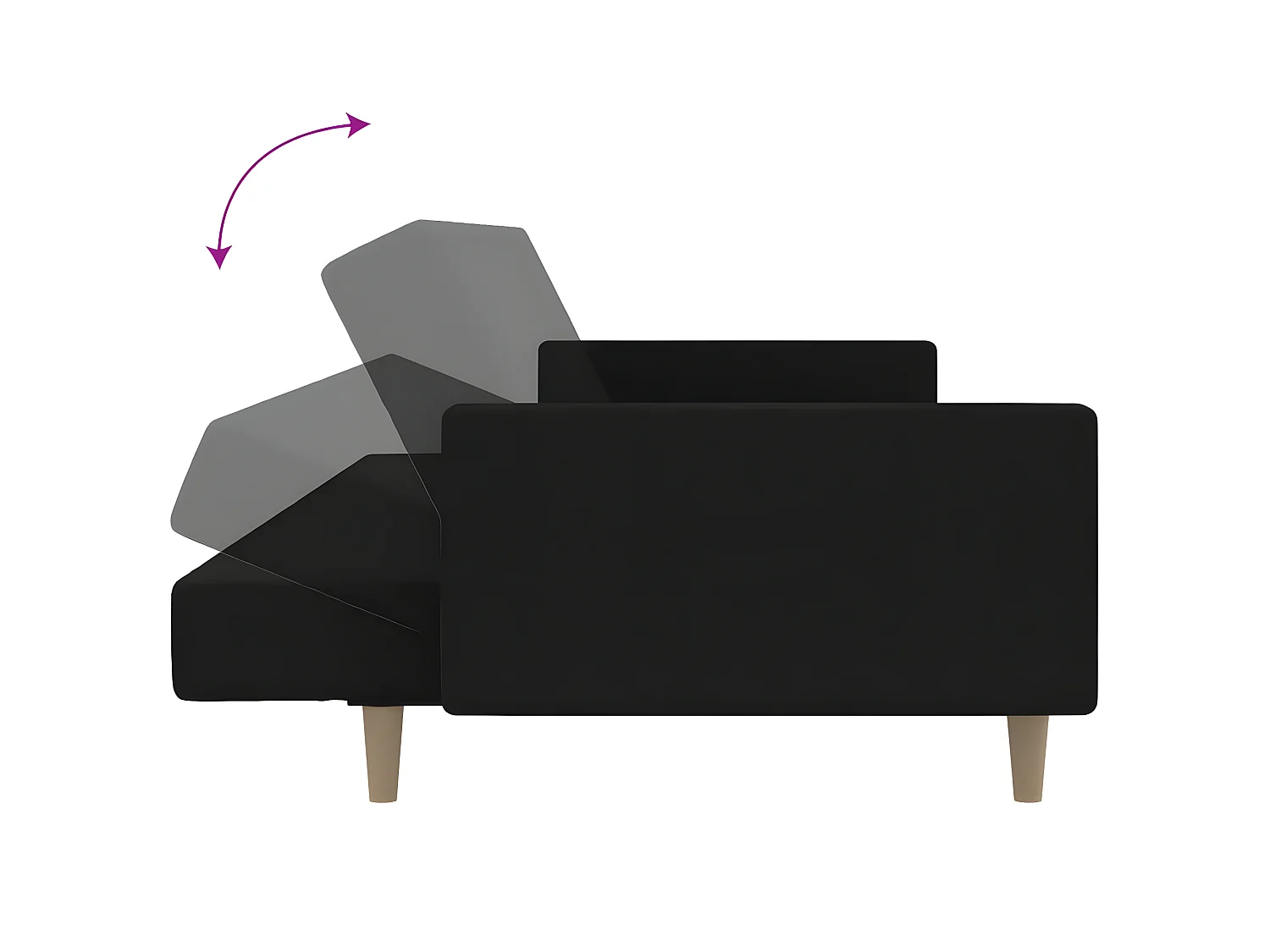 Canapé-lit à 2 places Noir Tissu