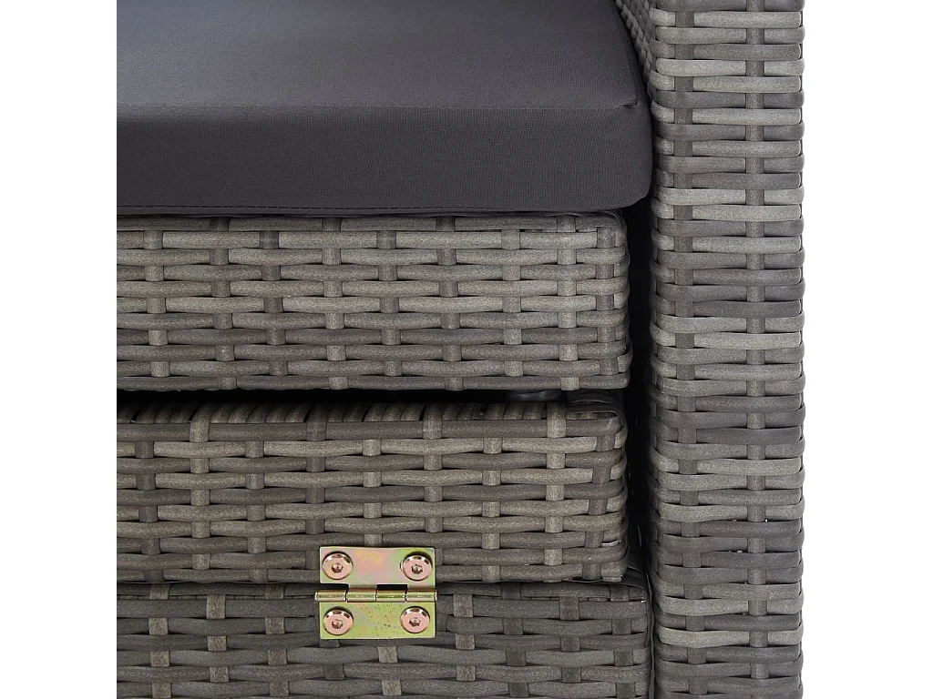 Ausziehbares 3-Sitzer-Schlafsofa mit Dach Poly Rattan Grau