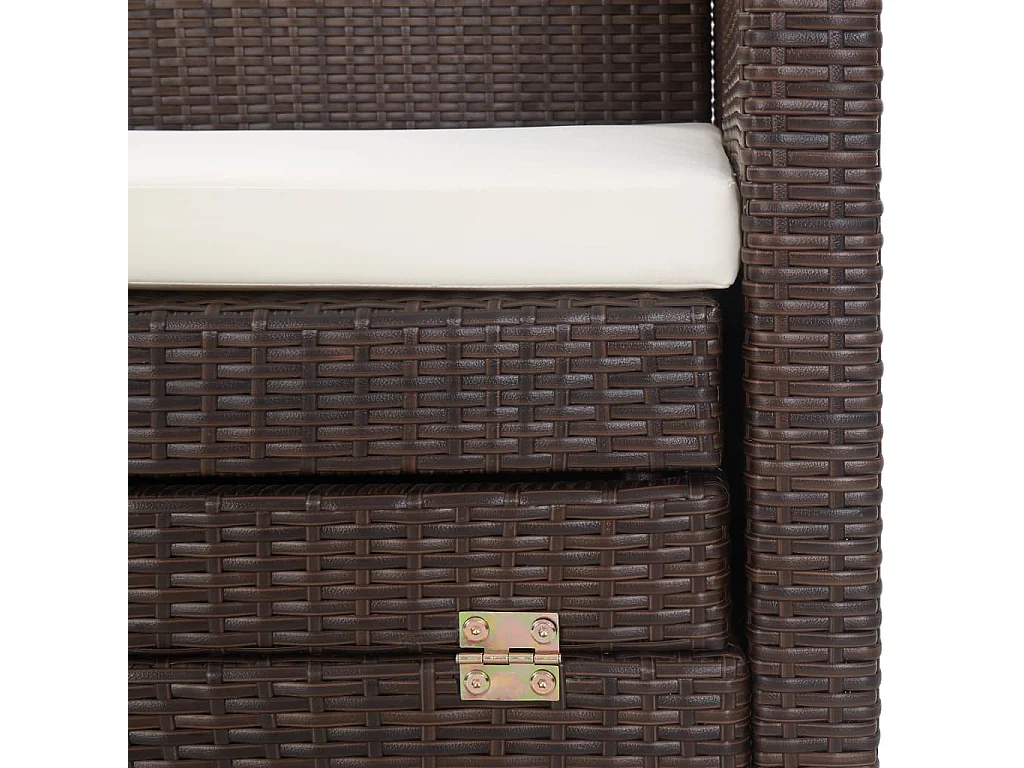 Ausziehbares 3-Sitzer-Schlafsofa mit Dach Poly Rattan Braun