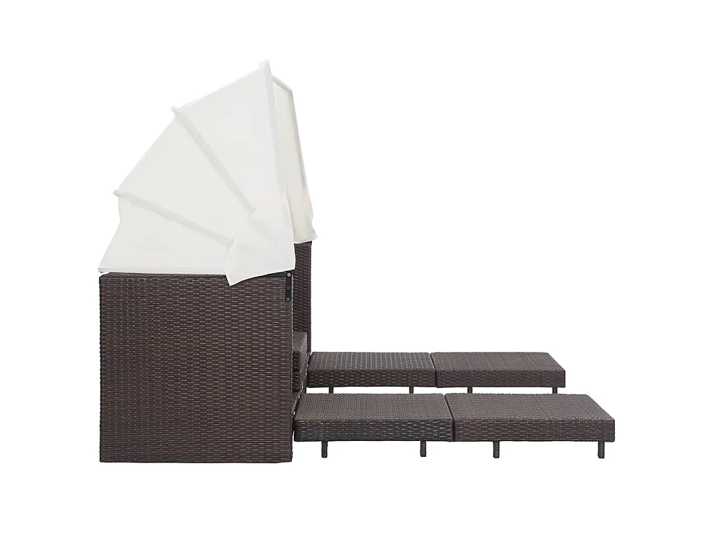 Canapé-lit extensible 3 places avec toit Résine tressée Marron