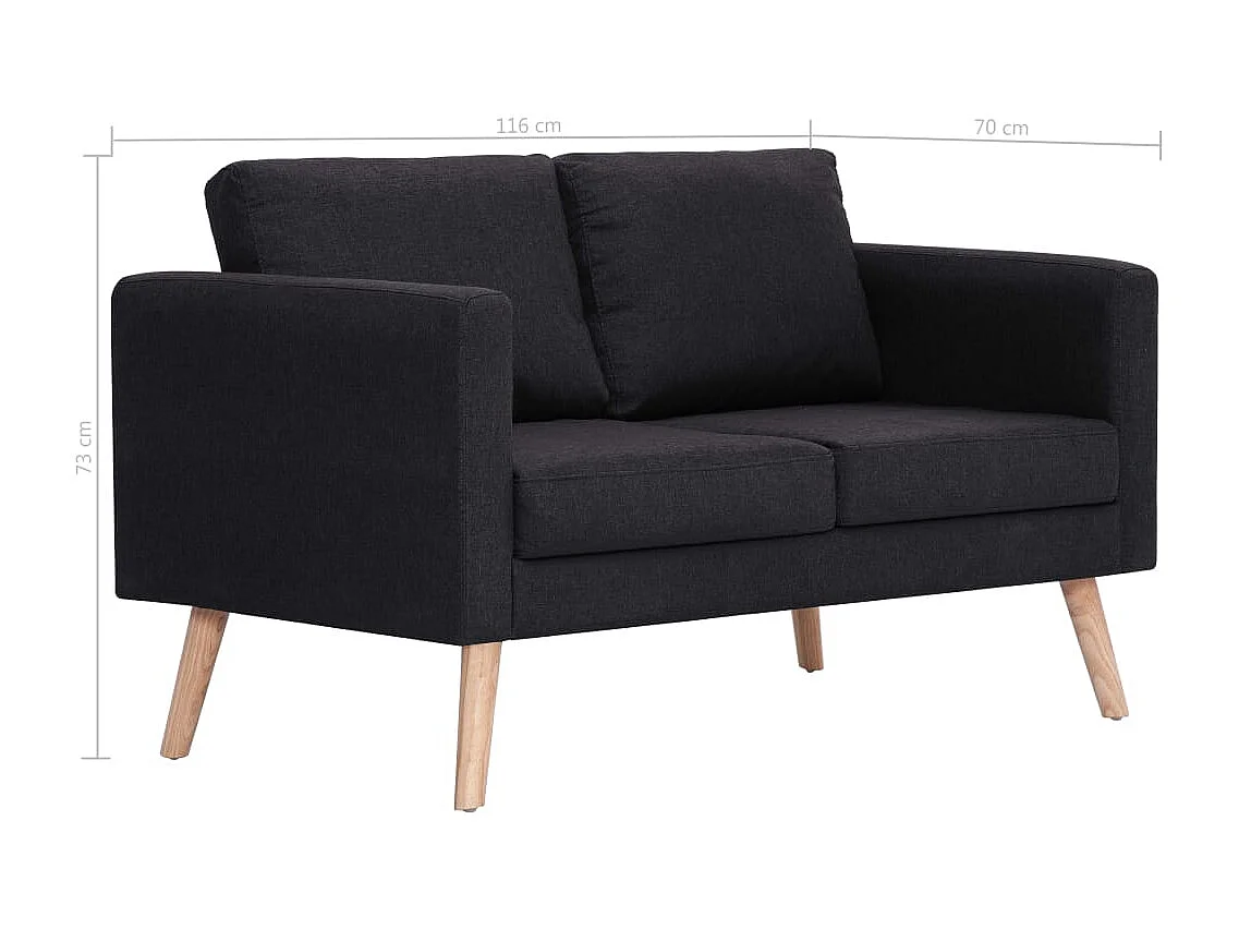 Tweezitsbank stof zwart