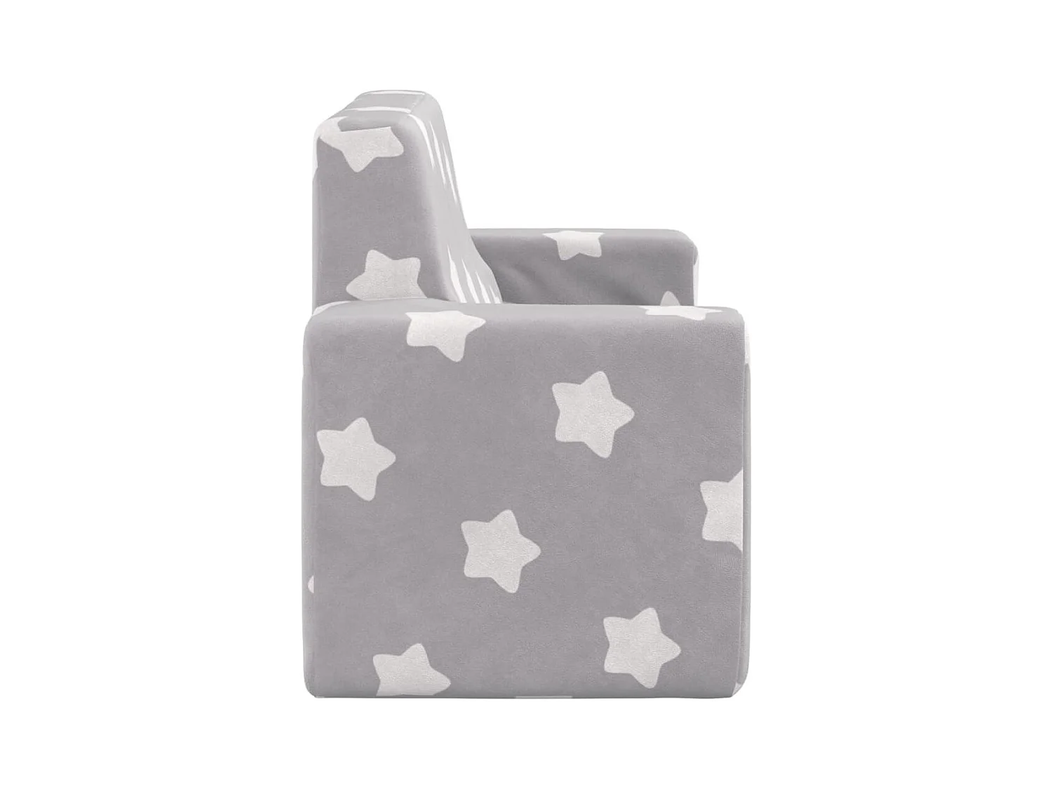 Kindersofa 2-Sitzer Hellgrau mit Sternen Weich Plüsch