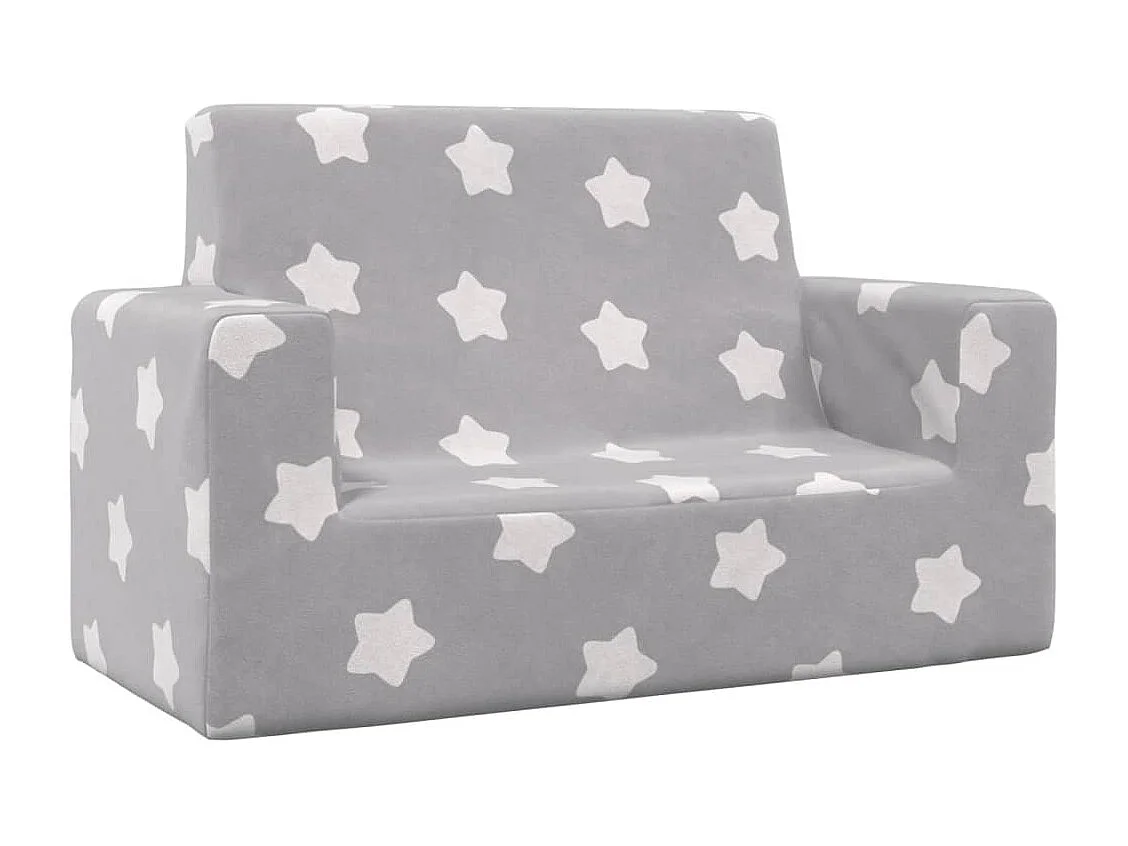 Canapé pour enfants à 2 places Gris clair étoiles Peluche douce