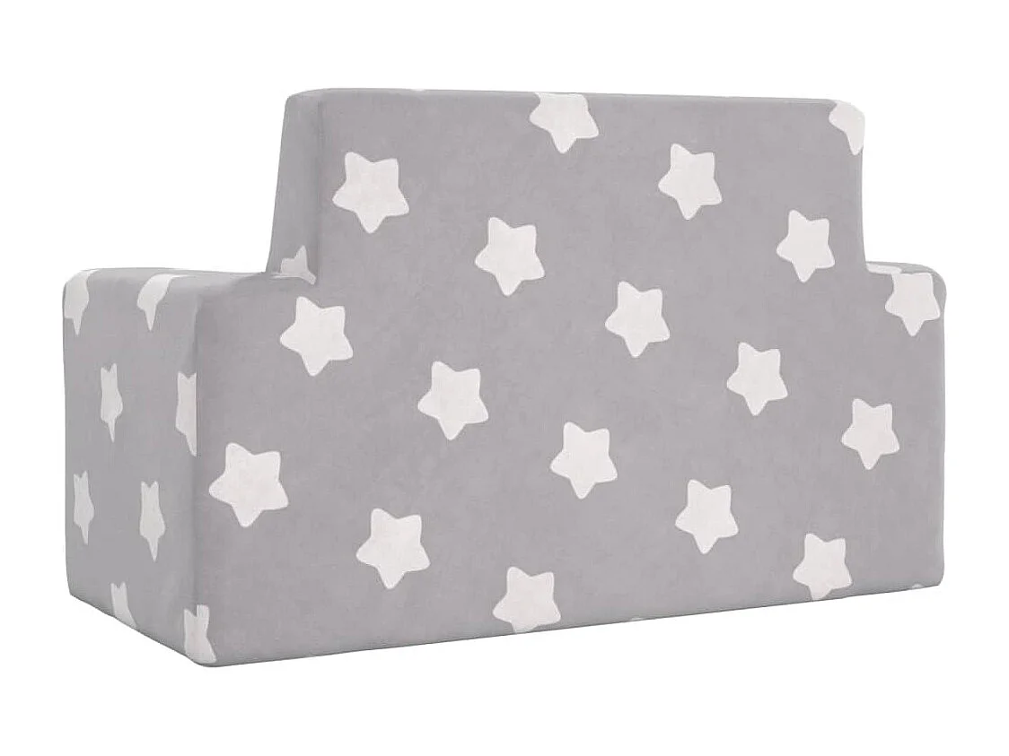 Canapé pour enfants à 2 places Gris clair étoiles Peluche douce