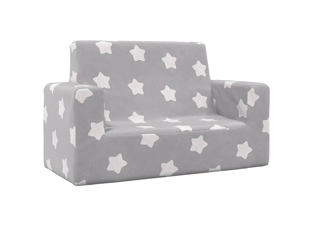 Canapé pour enfants à 2 places Gris clair étoiles Peluche douce