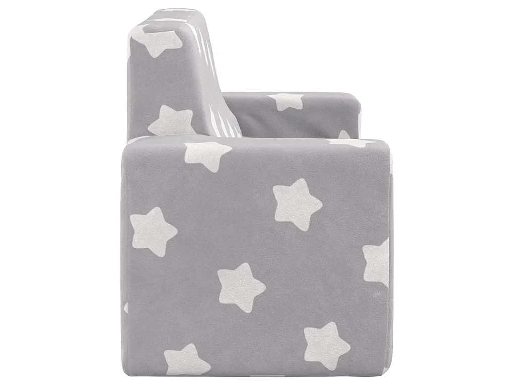 Canapé pour enfants à 2 places Gris clair étoiles Peluche douce