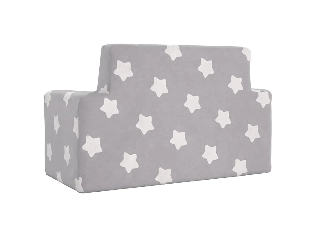 Canapé pour enfants à 2 places Gris clair étoiles Peluche douce