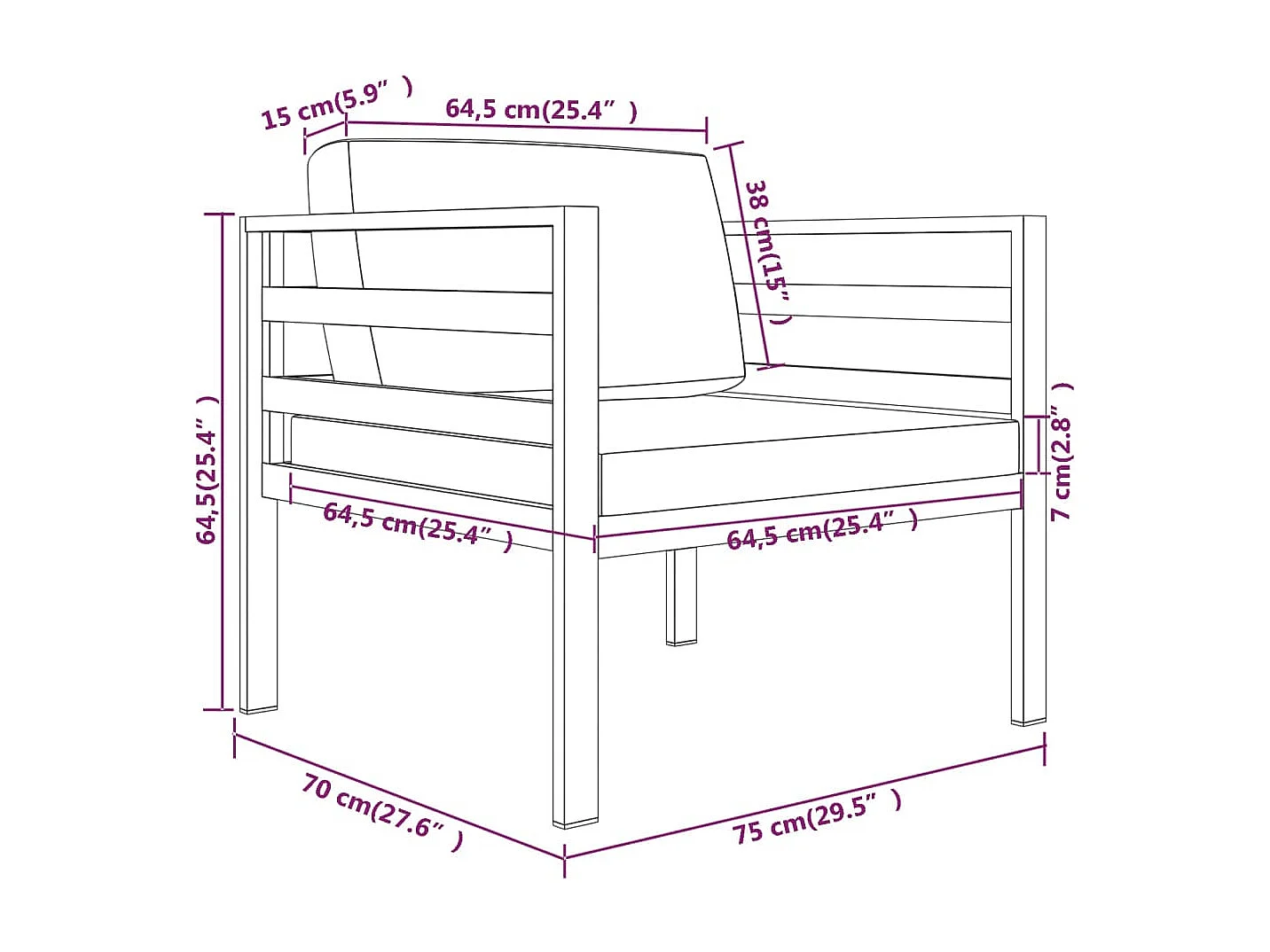 Eenzitsbanken 2 st met kussens aluminium antracietkleurig