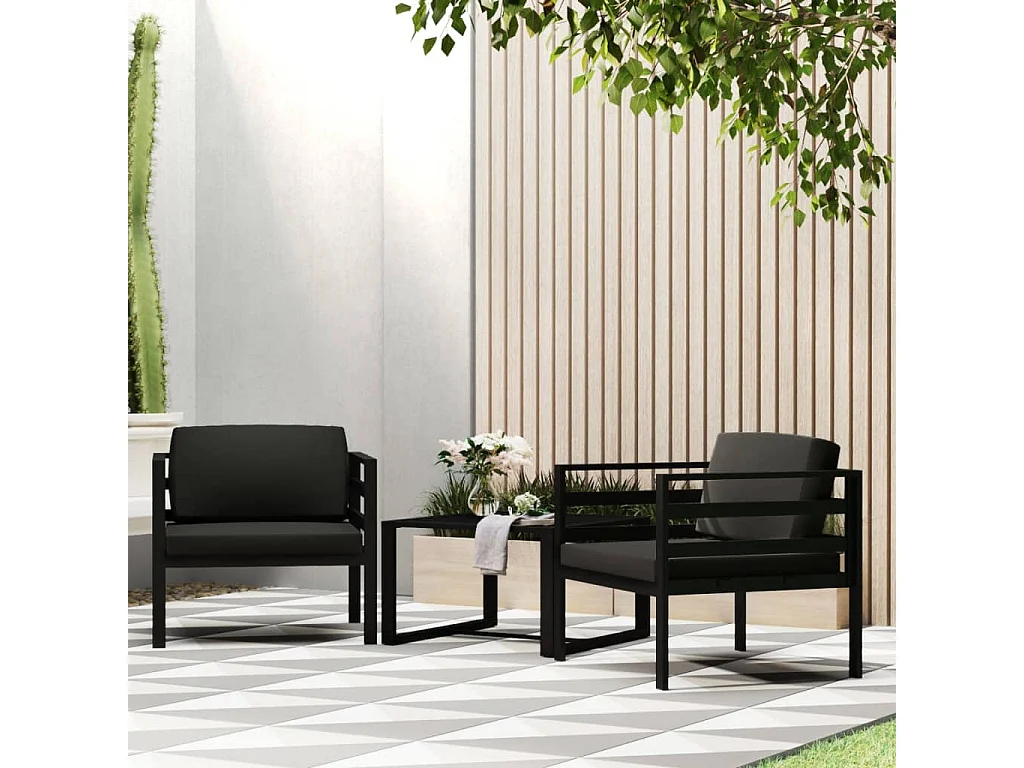 Canapés simples 2 pcs avec coussins Aluminium Anthracite