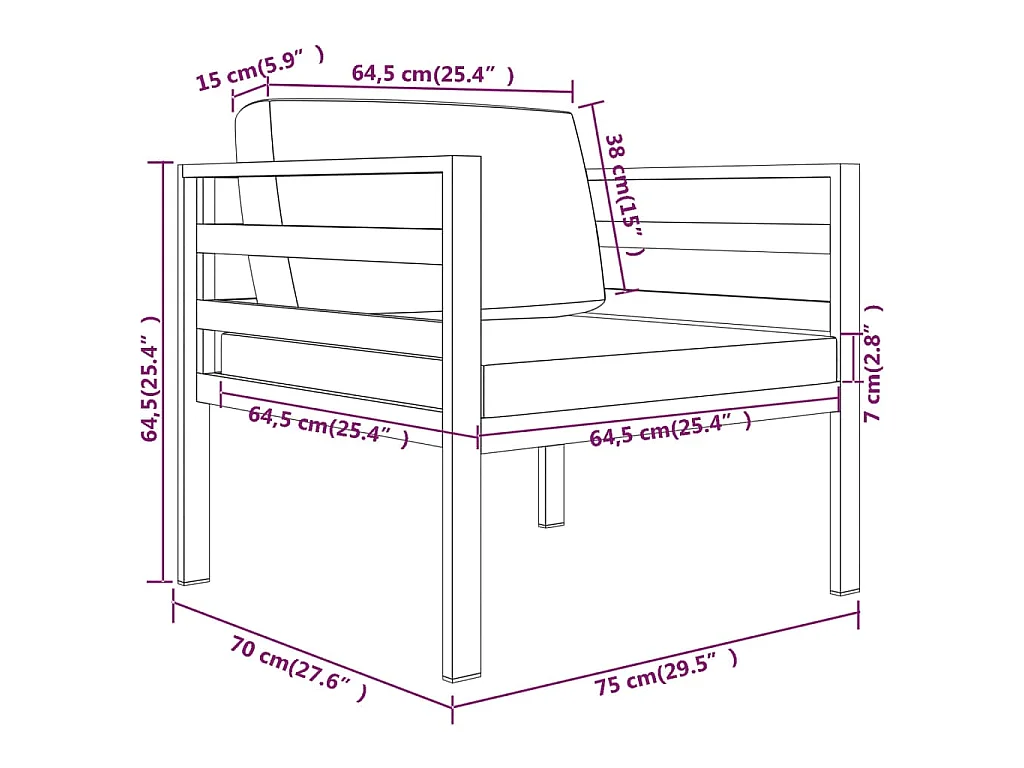 Einzelsofas 2 Stk. mit Kissen Aluminium Anthrazit