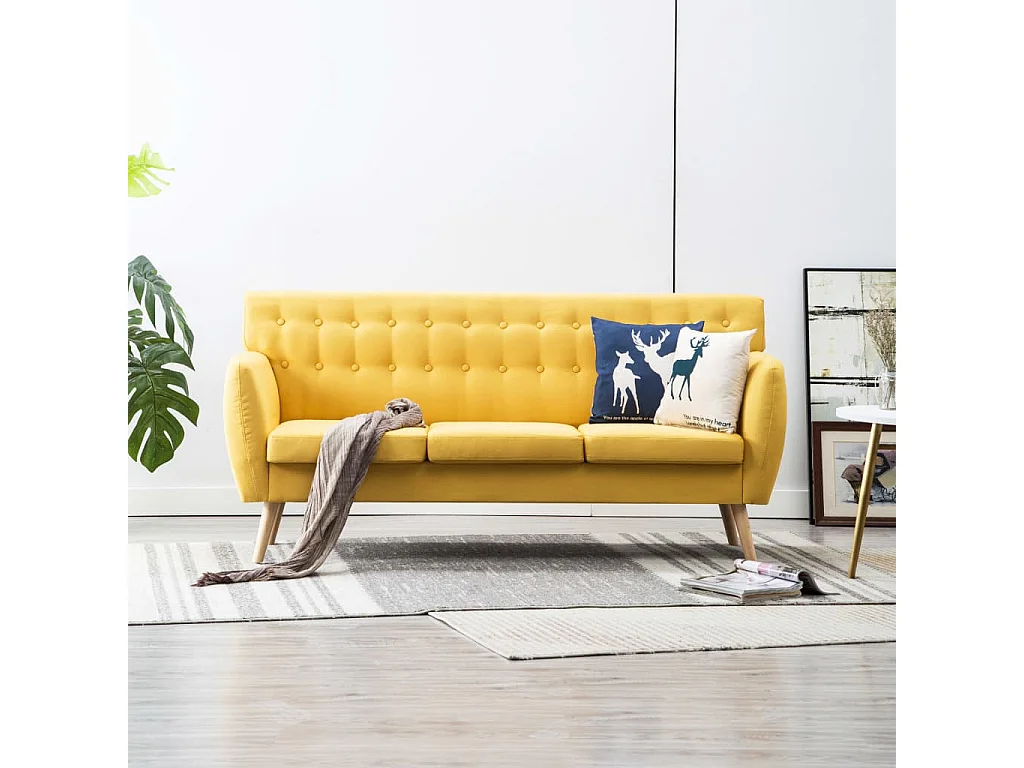 Driezitsbank 172x70x82 cm stof geel