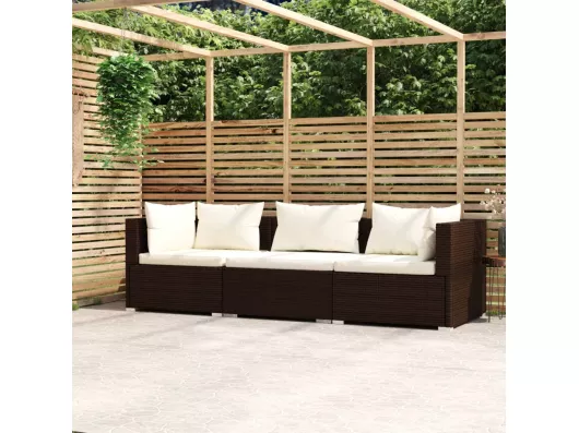 Kauf Unique 3-Sitzer-Sofa mit Kissen Braun Poly Rattan