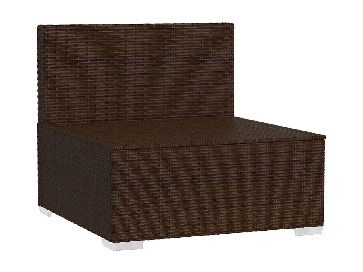 Driezitsbank met kussens poly rattan bruin