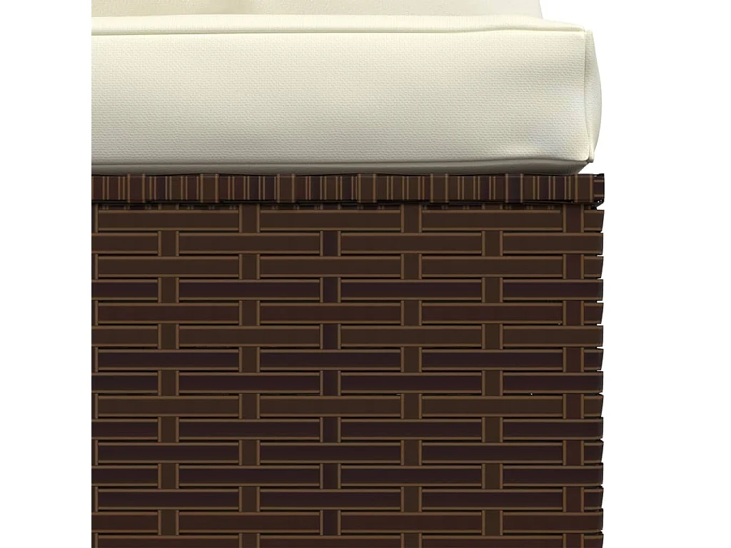 Driezitsbank met kussens poly rattan bruin