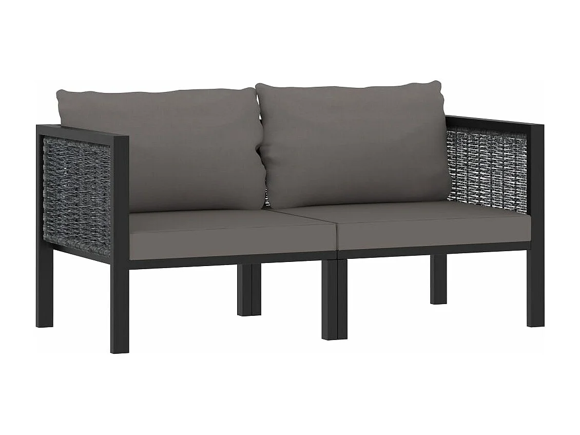 Tweezitsbank met kussens poly rattan antraciet