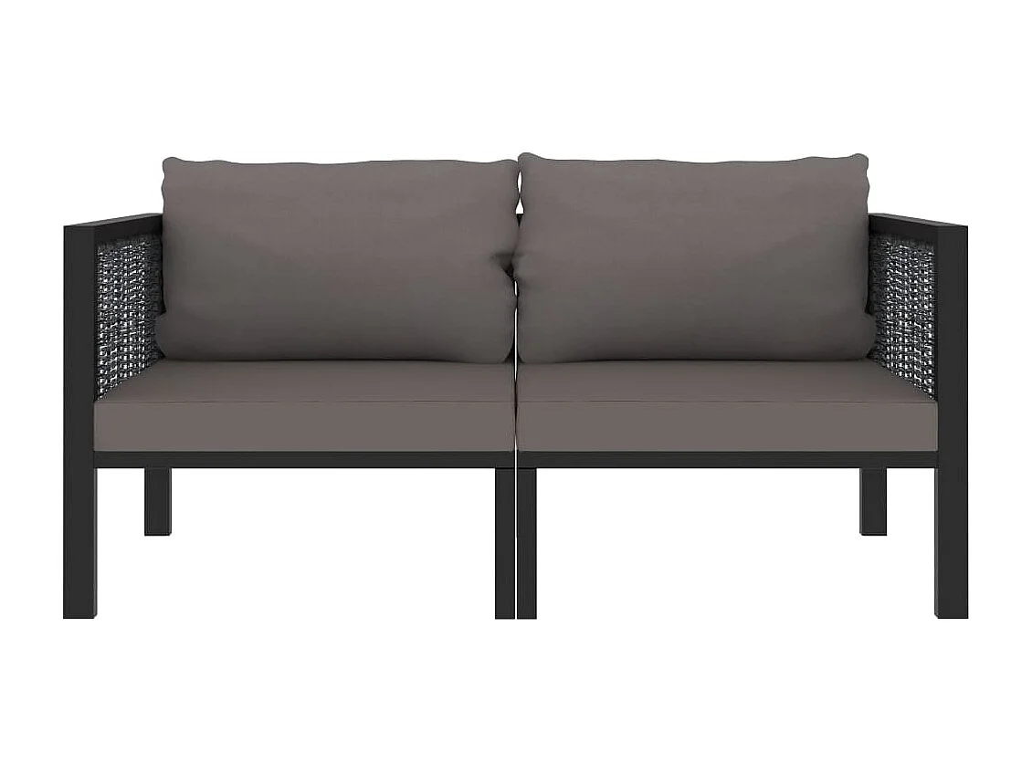 Tweezitsbank met kussens poly rattan antraciet