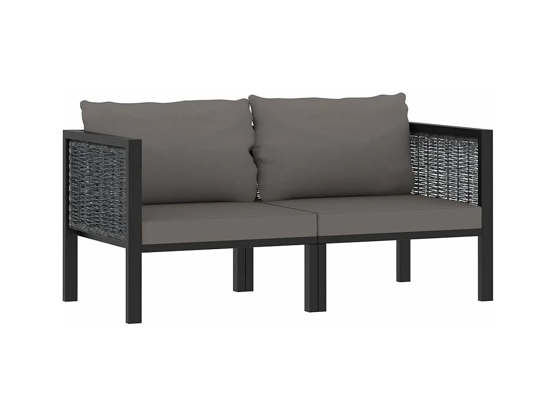 Divano a 2 Posti con Cuscini Antracite in Polyrattan