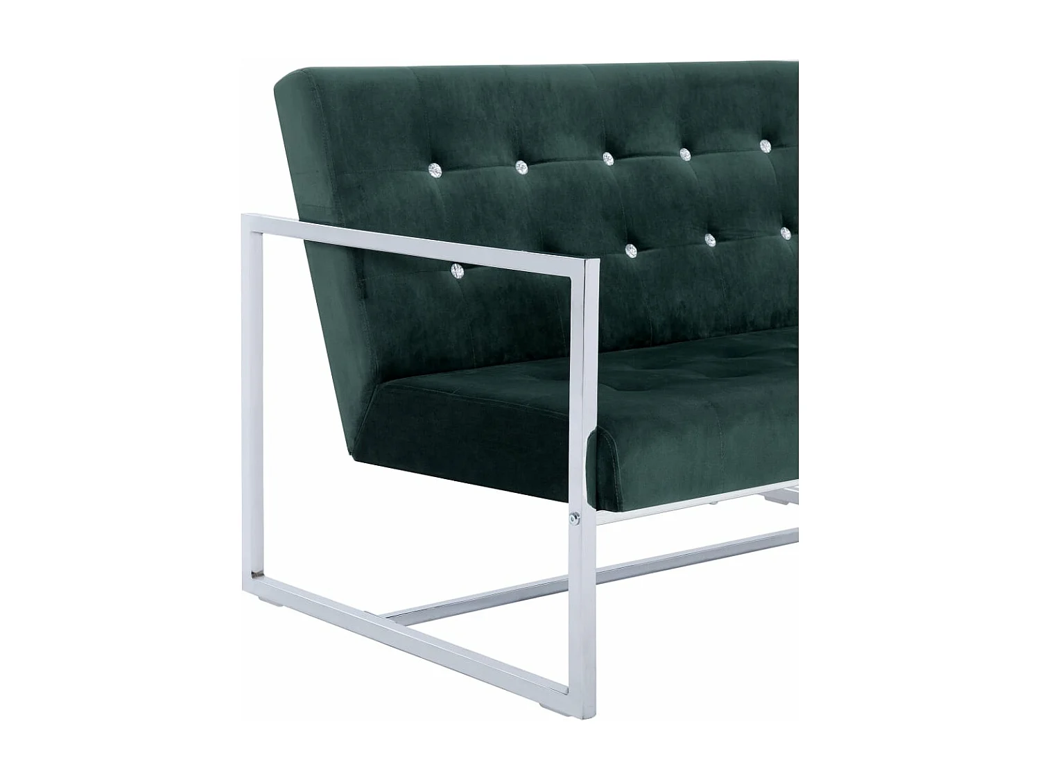 2-Sitzer-Sofa mit Armlehnen Dunkelgrün Chrom und Samt