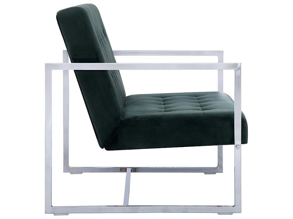 Sofá 2 lugares c/ apoio de braços cromado e veludo verde-escuro
