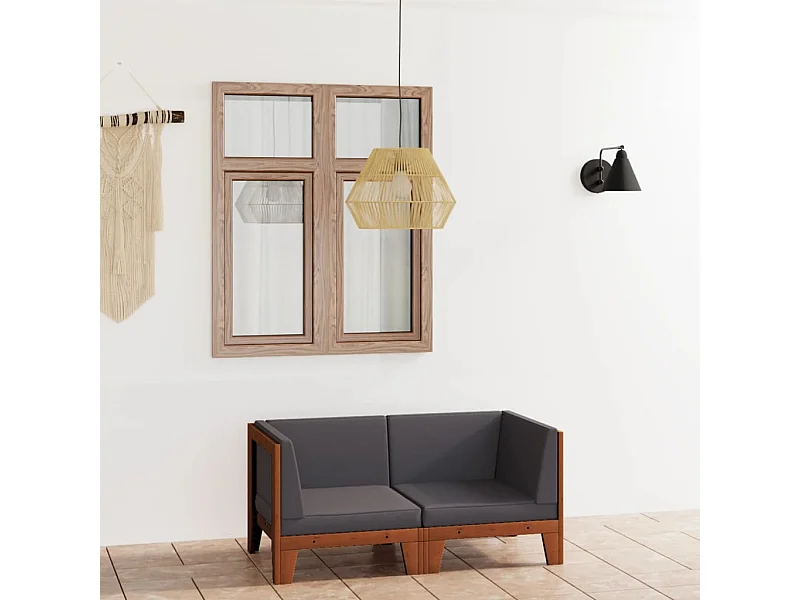 2-Sitzer-Sofa mit Dunkelgrauen Kissen Akazie Massivholz