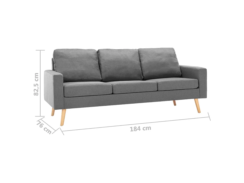 Canapé à 3 places Gris clair Tissu