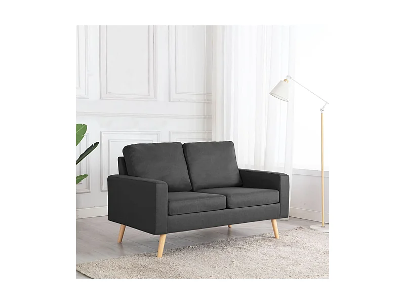 Canapé à 2 places Gris foncé Tissu