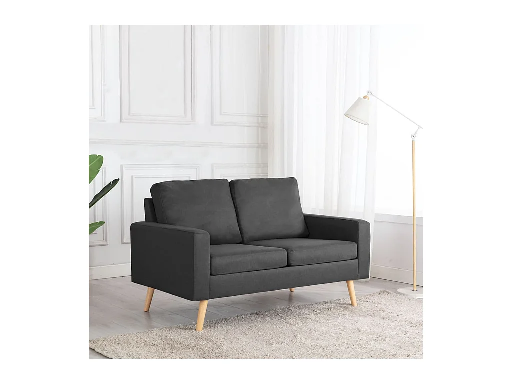 Canapé à 2 places Gris foncé Tissu