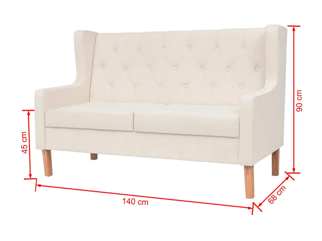 2-Sitzer Sofa Stoff Cremeweiß