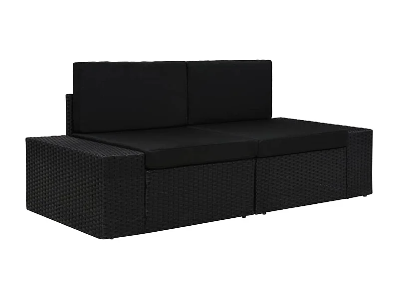 Modulares 2-Sitzer-Sofa Poly Rattan Schwarz