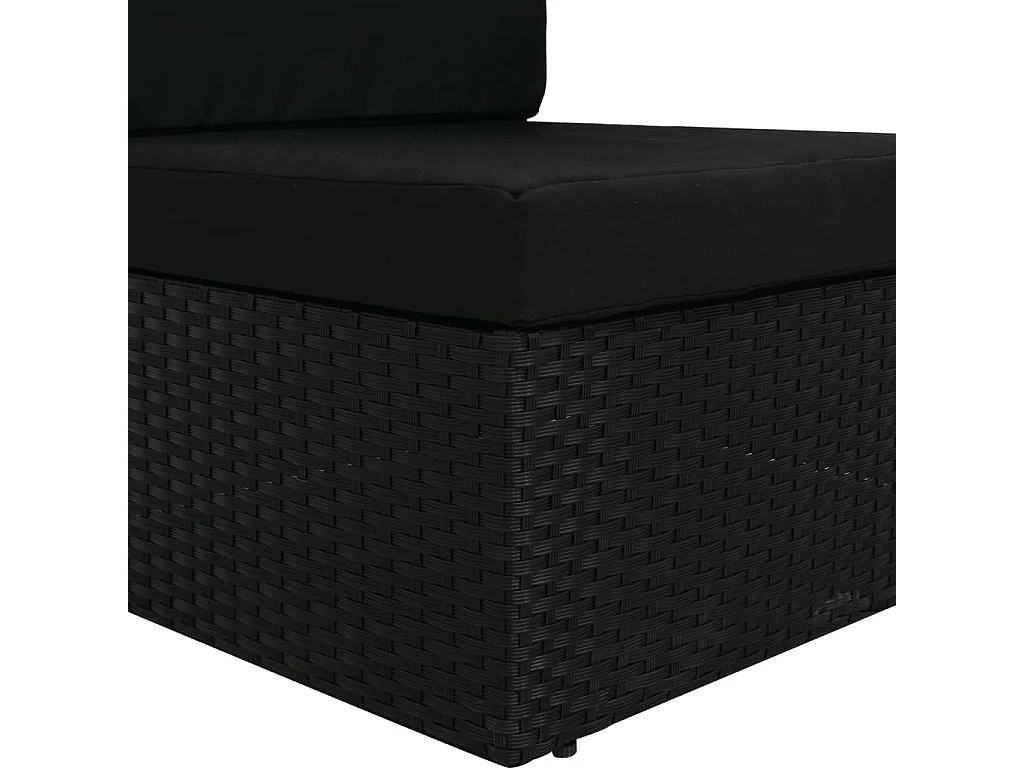 Divano Modulare a 2 Posti in Polyrattan Nero