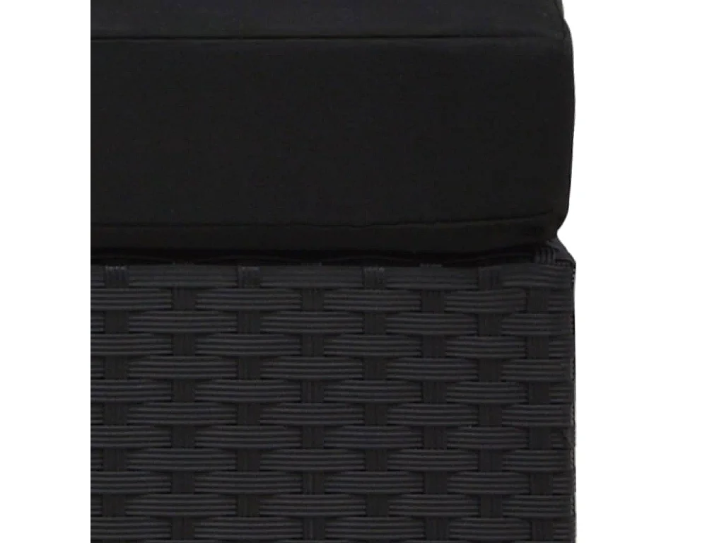 Divano Modulare a 2 Posti in Polyrattan Nero