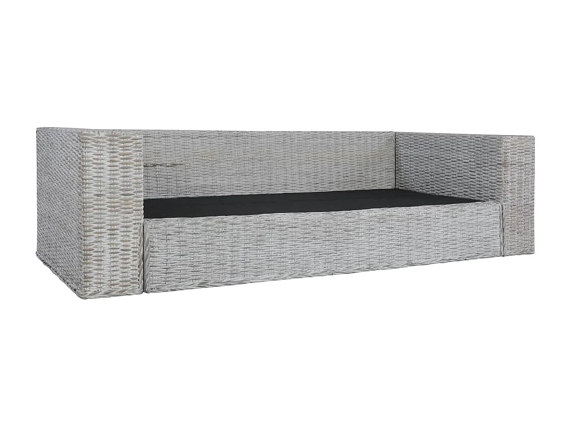 Canapé à 3 places avec coussins Gris Rotin naturel