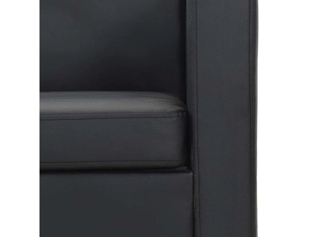 Sofá de 3 lugares couro artificial preto