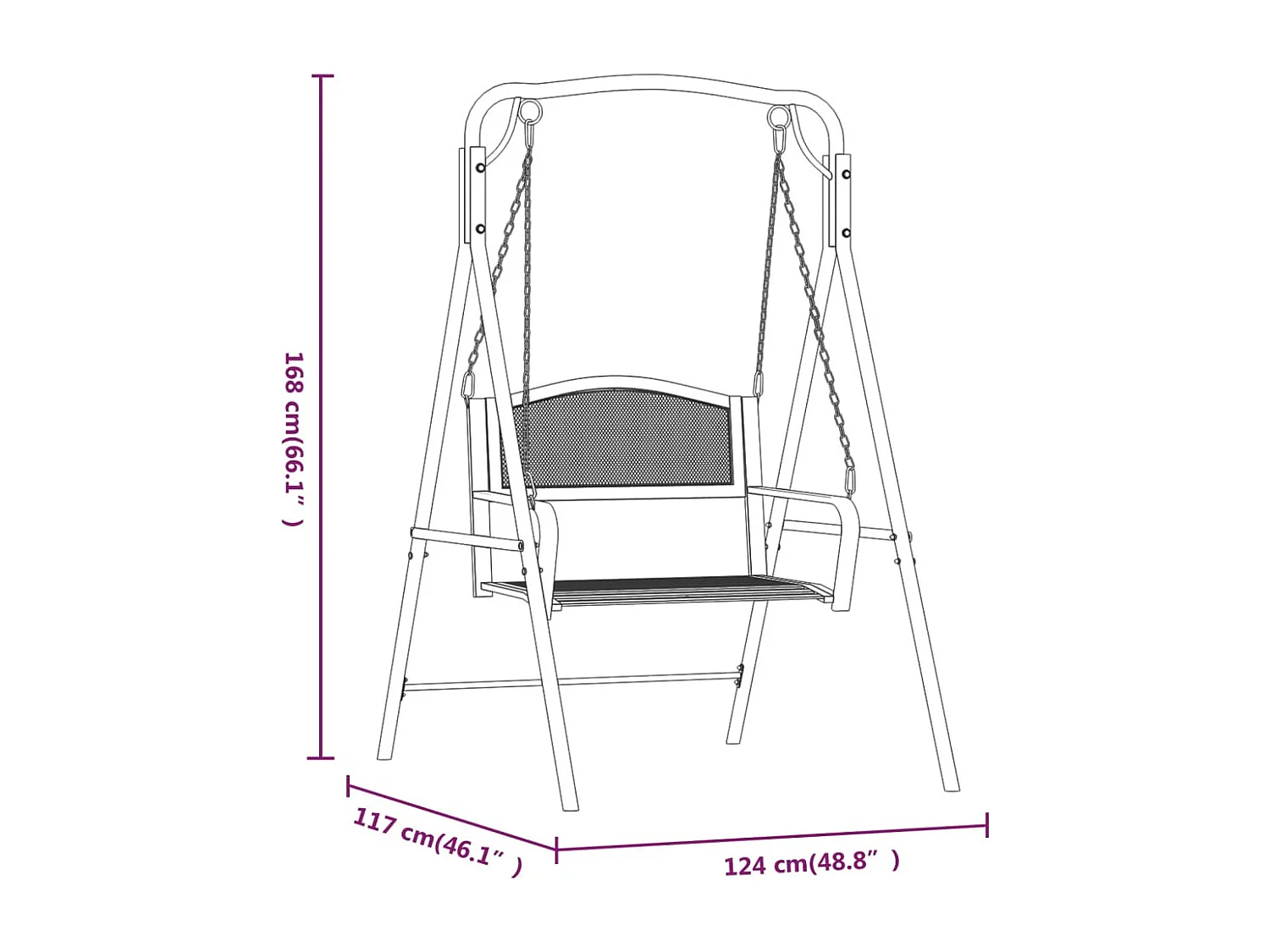 Balancelle 124 cm Noir Acier