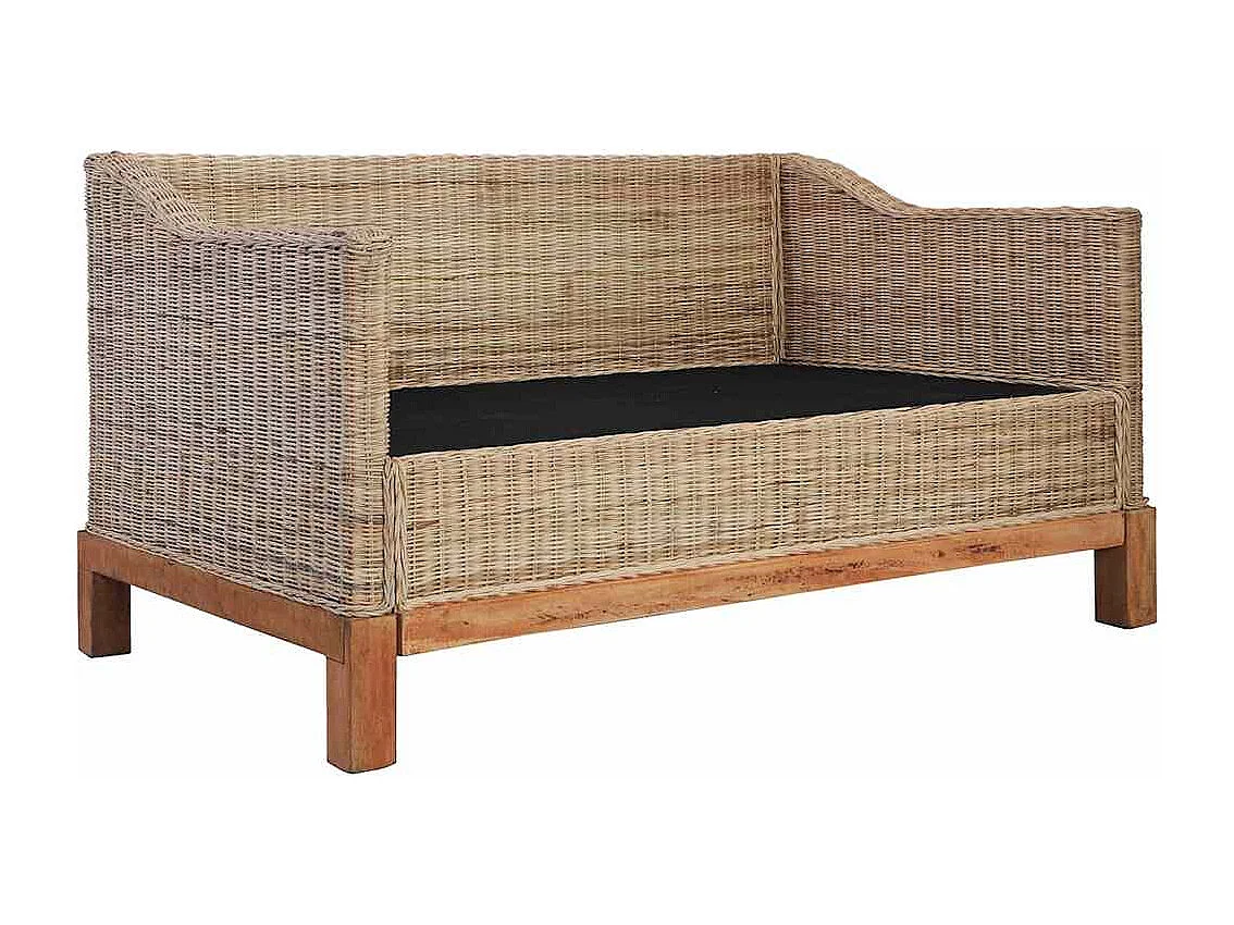 Divano a 2 Posti con Cuscini in Rattan Naturale