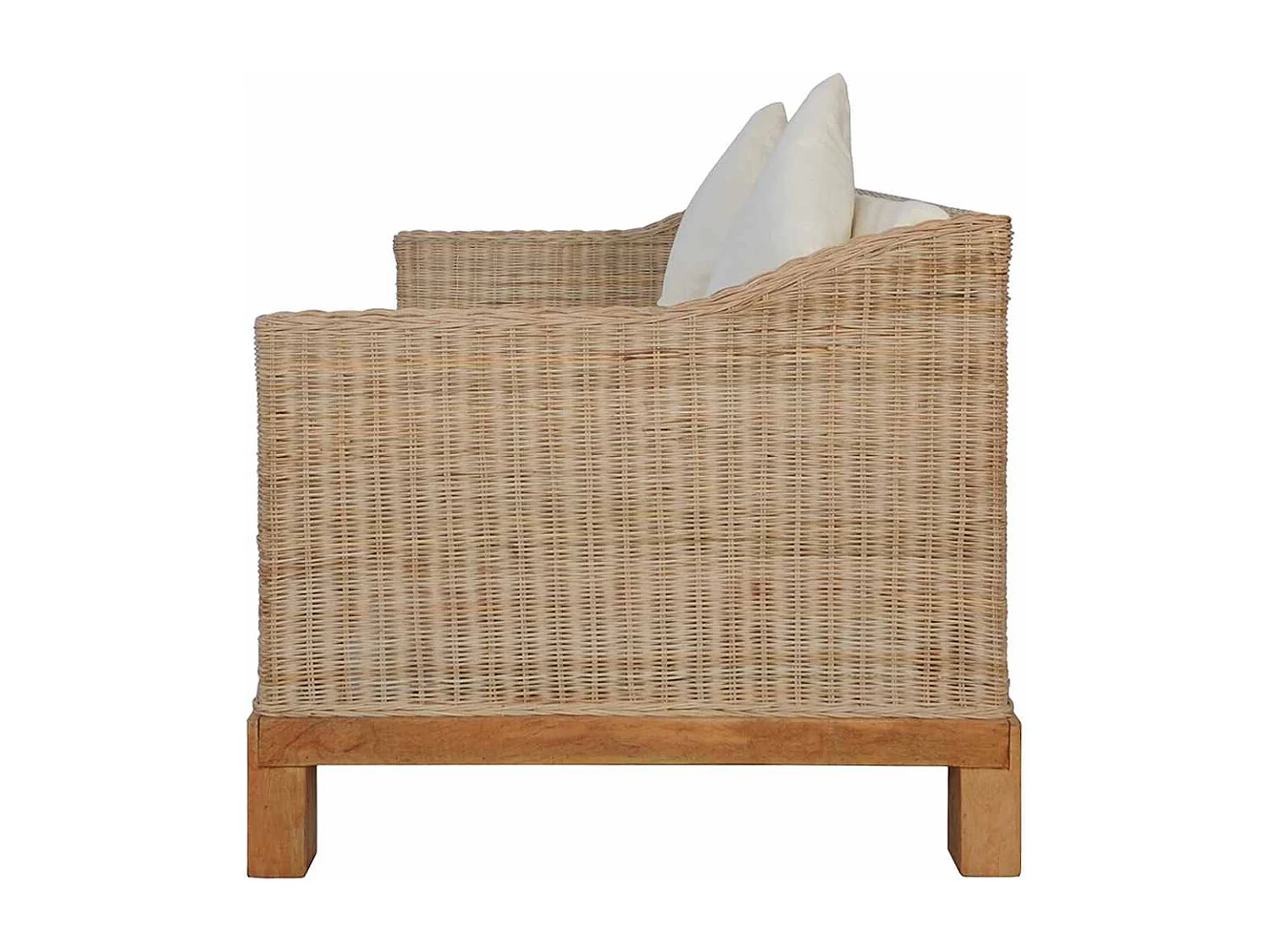 Divano a 2 Posti con Cuscini in Rattan Naturale