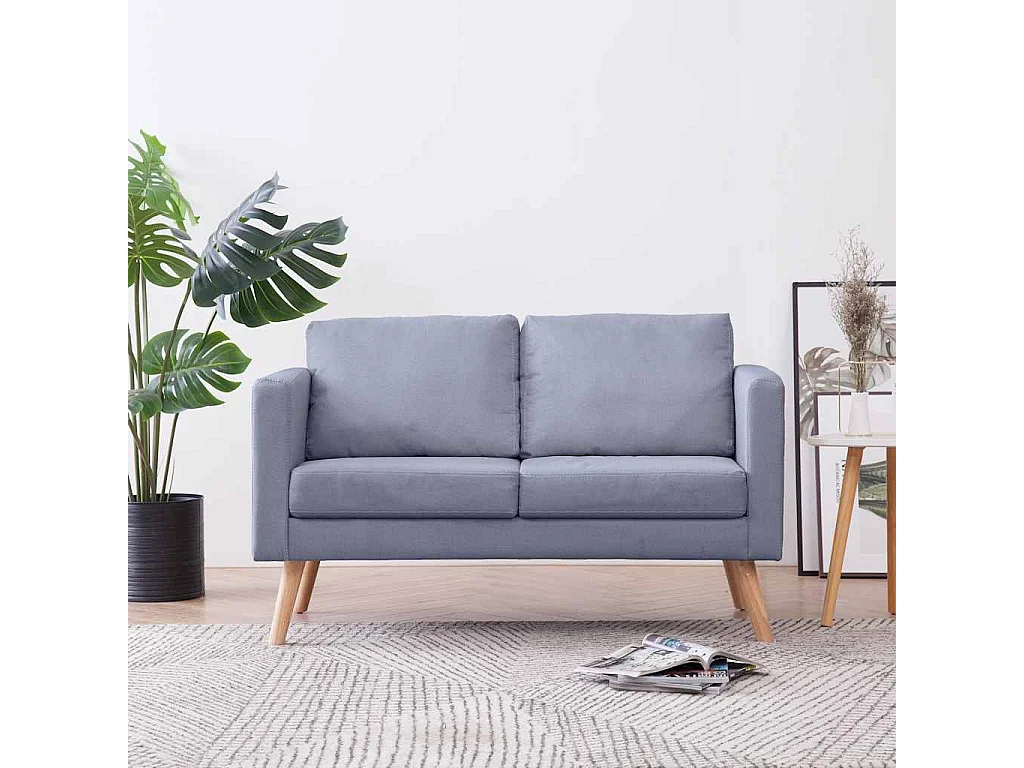 Canapé à 2 places tissu gris clair