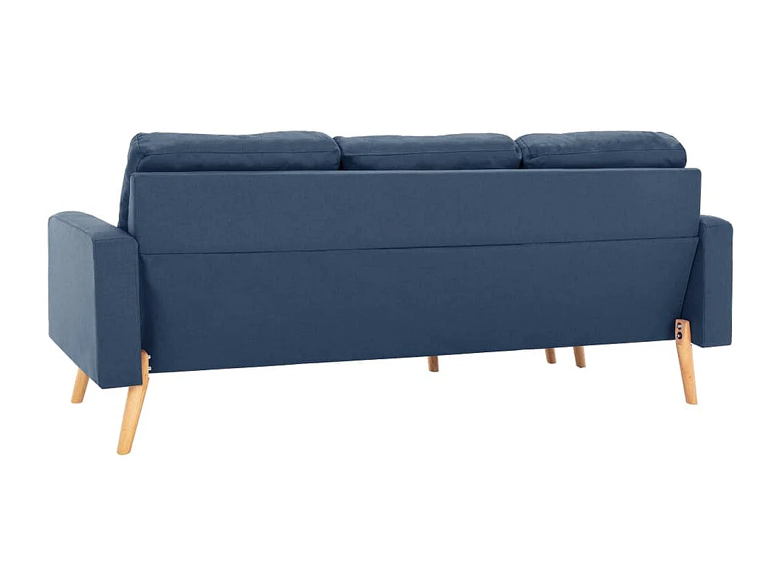 Sofá de 3 lugares com apoio de pés tecido azul