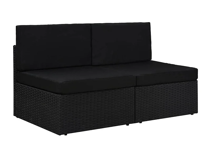 Modulares 2-Sitzer-Sofa Poly Rattan Schwarz