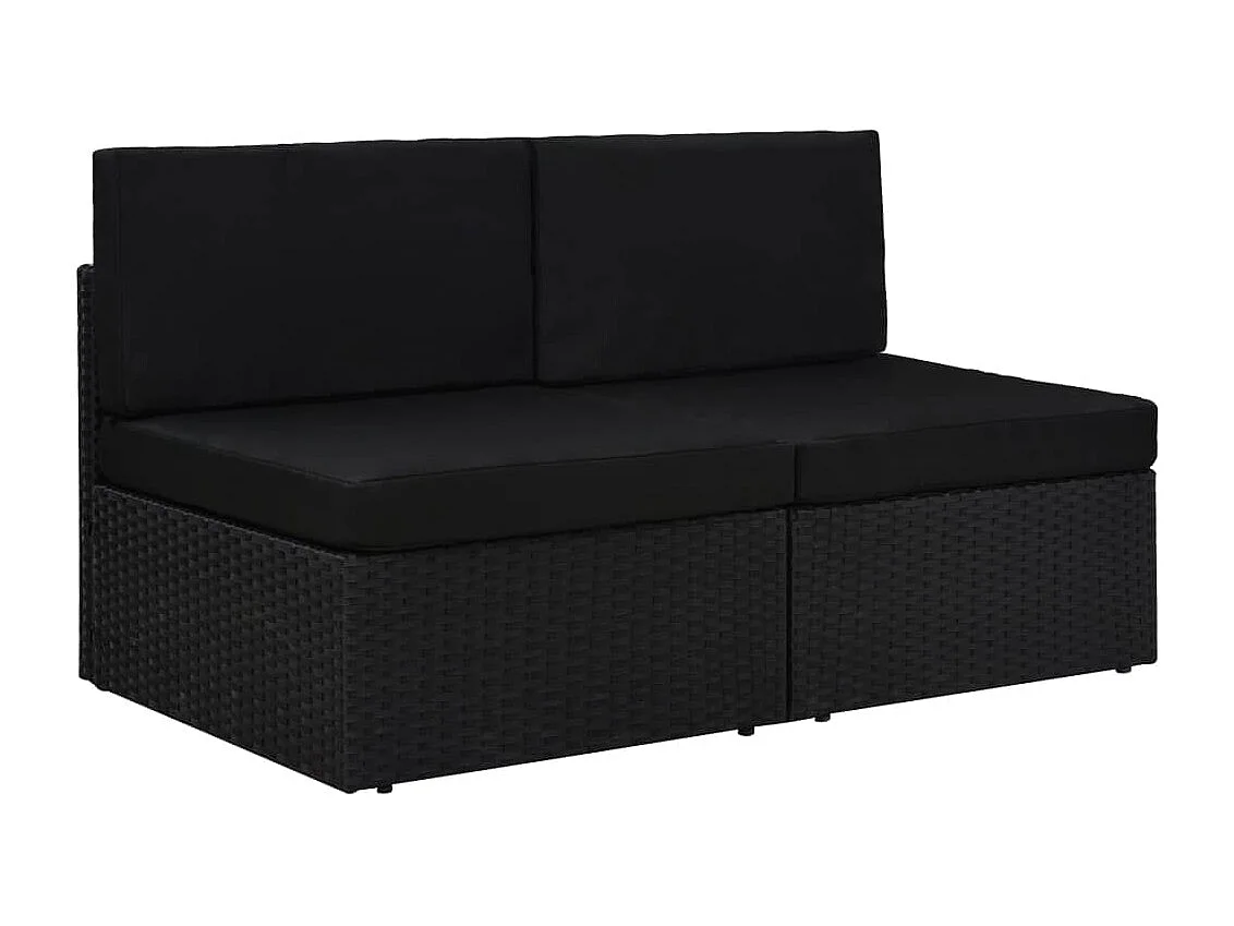 Tweezitsbank sectioneel poly rattan zwart