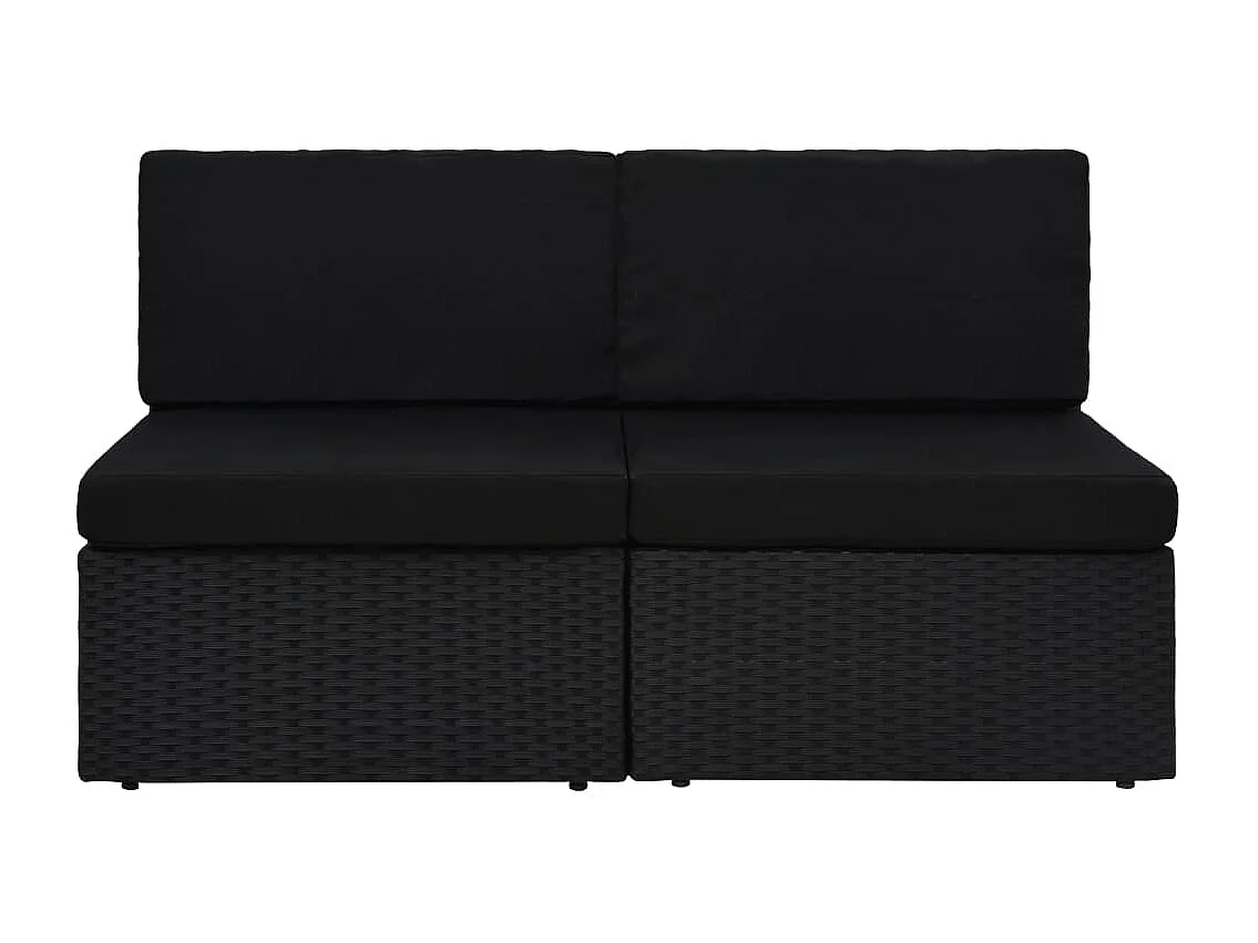 Tweezitsbank sectioneel poly rattan zwart